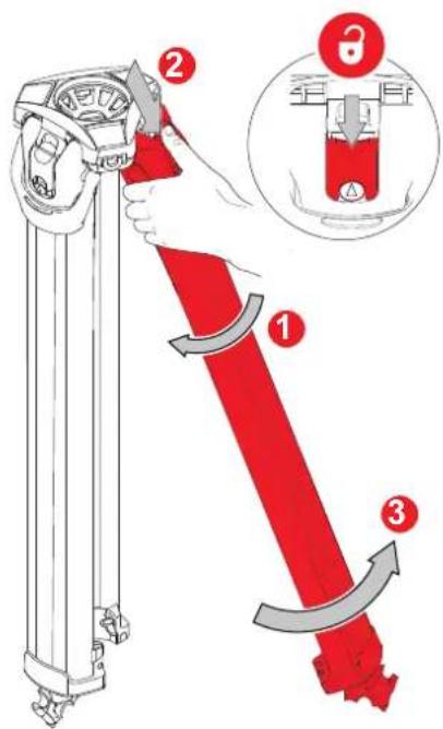Diagram illustrating a mechanical device with labeled parts and directional arrows indicating motion or assembly.
