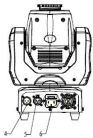 Technical diagram of a mechanical device with numbered components labeled 4, 5, and 6