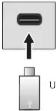Diagram showing a battery icon with an arrow pointing to its internal component, labeled 'U'