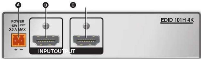 POWER 12V --- 0.3 A MAX + - INPUT OUTPUT EDID 101H 4K