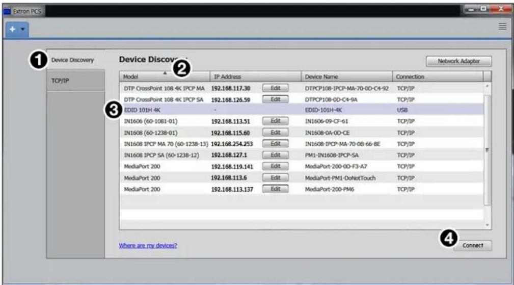Device Discovery Network Adapter Model IP Address Device Name Connection DTP CrossPoint 108 4K IPCP MA 192.168.117.30 Edit DTPCP108-IPC-MA-70-0D-C4-92 TCP/IP DTP CrossPoint 108 4K IPCP SA 192.168.126.59 Edit DTPCP108-0D-C4-9A TCP/IP EDID 101H 4K - EDID-101H-4K USB IN1606 (60-1081-01) 192.168.113.51 Edit.IN1606-09-CF-61 TCP/IP IN1608 (60-1238-01) 192.168.115.60 Edit.IN1608-0A-0D-CE TCP/IP IN1608 IPCP MA 70 (60-1238-13) 192.168.254.253 Edit.IN1608-IPC-MA-70-0B-66-BE TCP/IP IN1608 IPCP SA (60-1238-12) 192.168.127.1 Edit.PM1-IN1608-IPC-SA TCP/IP MediaPort 200 192.168.119.141 Edit.MediaPort-200-0D-F3-A7 TCP/IP MediaPort 200 192.168.113.6 Edit.MediaPort-PM1-DoNotTouch TCP/IP MediaPort 200 192.168.113.137 Edit.MediaPort-200-PM6 TCP/IP Where are my devices? Connect