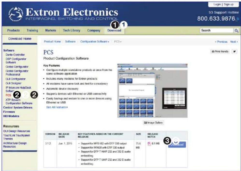 Extron Electronics INTERFACING, SWITCHING AND CONTROL Login | Sign up S3 Support Hotline 800.633.9876 Products Training Markets Tech Library Company Download Search Download Home Product Home Software Configuration Software PCS PCS Product Configuration Software Key Features • Configure multiple standalone products at once from the same software application • Includes many modules for Extron products • All modules have same look and feel for consistency • Automatic device discovery • Supports devices with Ethernet or USB connectivity • Easily backup and restore to one or more devices using Ethernet or USB See All Features > Image Gallery VERSION RELEASE DATE KEY FEATURES ADDED IN THE CURRENT RELEASE SIZE RELEASE NOTES 3.1.2 Jun. 1, 2015 • Support for MPS 802 with DTP 330 output • Support for IN1608 with DTP 330 output • Support for DTP T HWP 232 and 332 D audio embedding • Support for DTP T UWP 232 and 332 D audio embedding 75.6 MB 0.1 MB Download