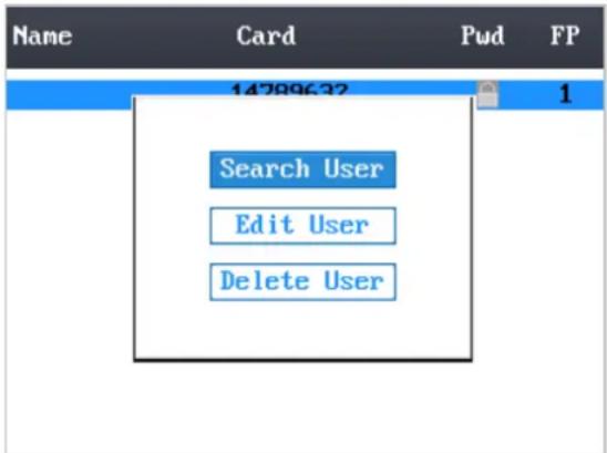 Name Card Pud FP 14789632 1 Search User Edit User Delete User