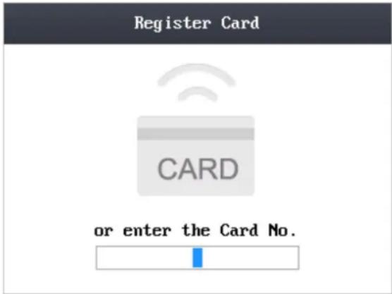 Register Card CARD or enter the Card No.
