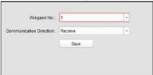 Wiegand No.: 1 Communication Direction: Receive Save