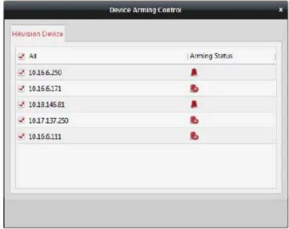 Device Arming Control Hvision Device ✓ All Arming Status ✓ 10.16.6.250 A ✓ 10.16.6.171 B ✓ 10.18.145.81 A ✓ 10.17.137.250 B ✓ 10.16.6.111 B