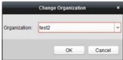 Change Organization Organization: test2 OK Cancel