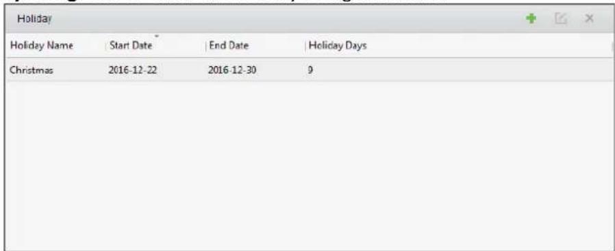 Holiday Holiday Name Start Date End Date Holiday Days Christmas 2016-12-22 2016-12-30 9