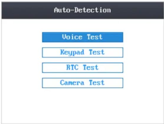 Auto-Detection Voice Test Keypad Test RTC Test Camera Test