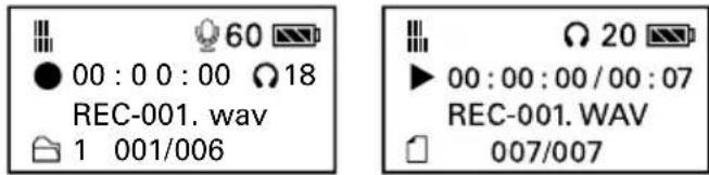 60 00:00:00 18 REC-001. wav 1 001/006 20 00:00:00/00:07 REC-001. WAV 007/007