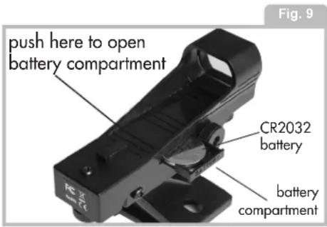 push here to open battery compartment CR2032 battery battery compartment Fig. 9