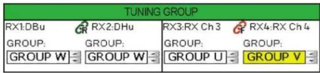 TUNING GROUP RX1:DBu RX2:DHu RX3:RX Ch 3 RX4:RX Ch 4 GROUP: GROUP: GROUP: GROUP: GROUP W GROUP W GROUP U GROUP V