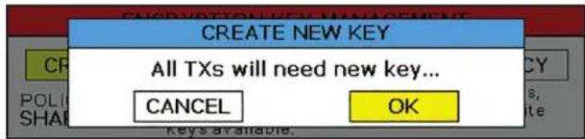 CREATE NEW KEY All TXs will need new key... CANCEL OK