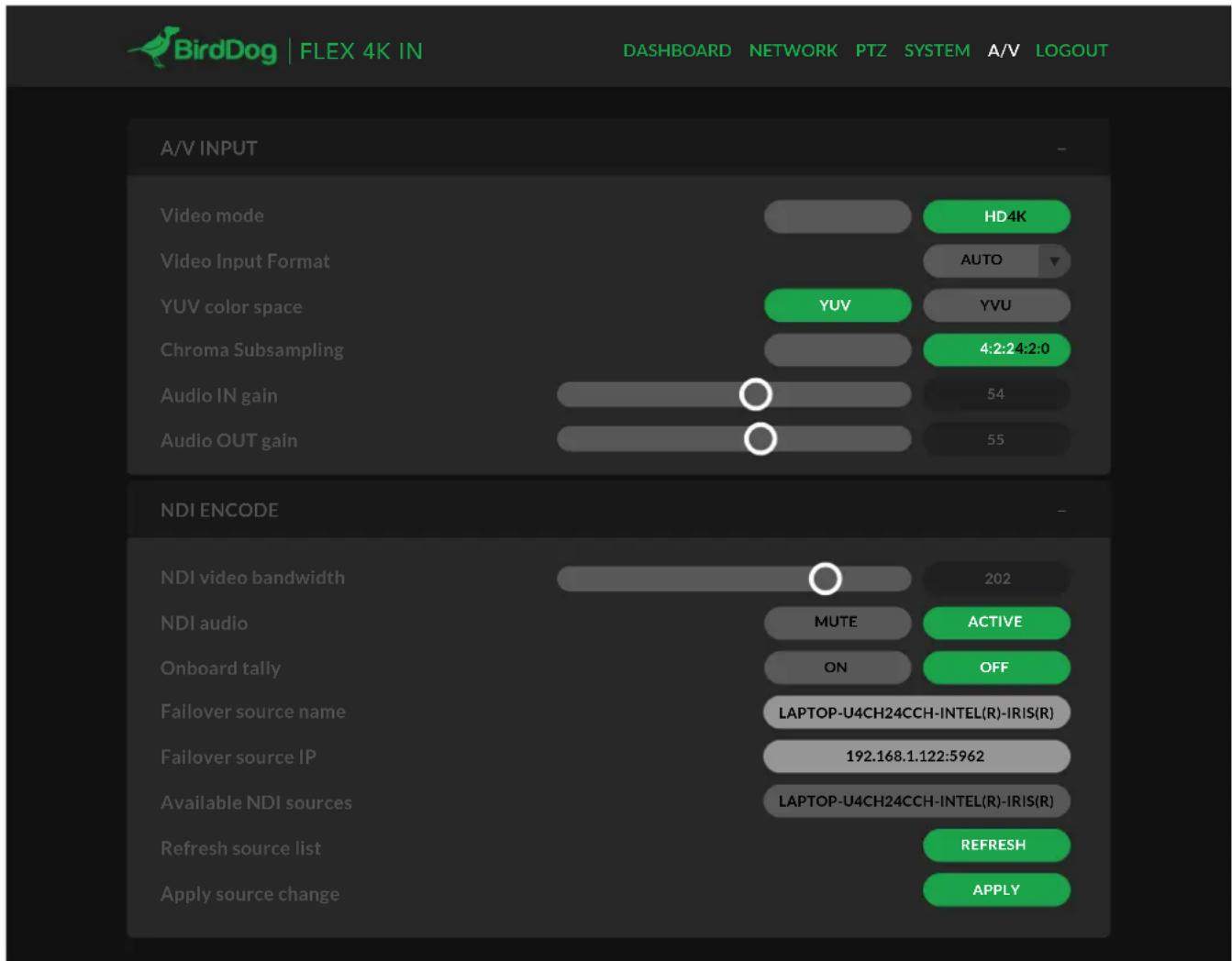 BirdDog Flex 4K - Default password - 1