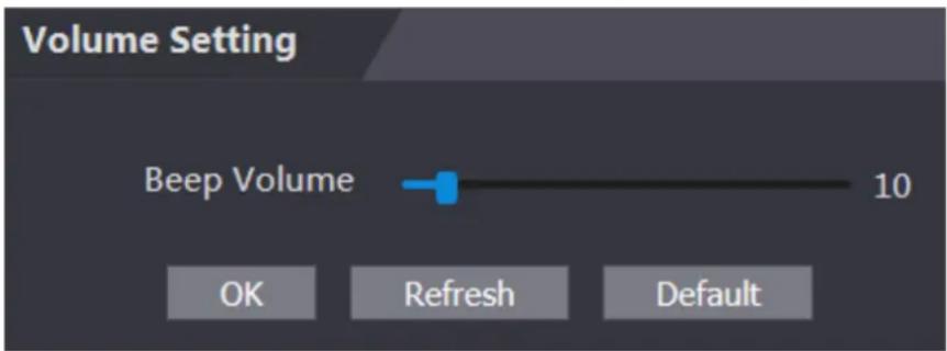 Volume Setting Beep Volume 10 OK Refresh Default