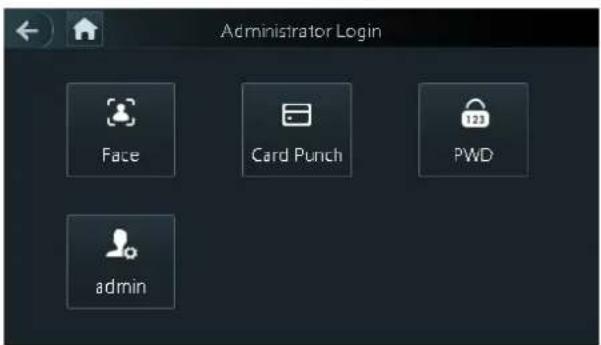 Administrator Login Face Card Punch PWD admin