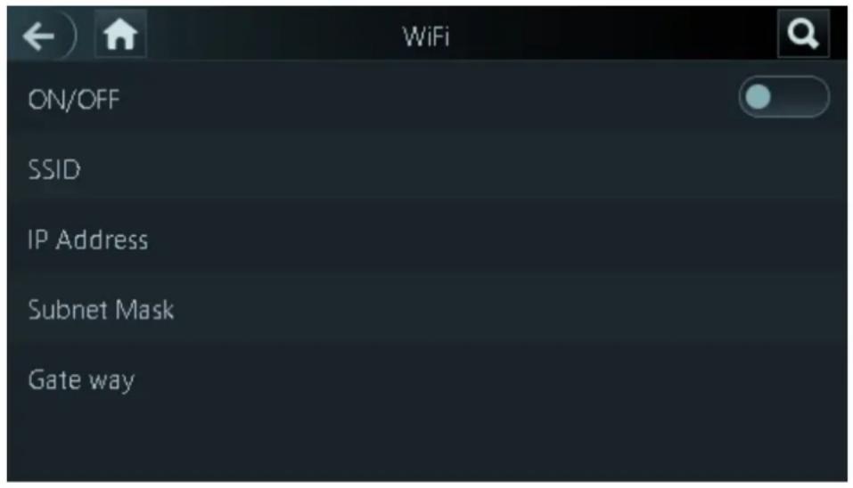 WiFi ON/OFF SSID IP Address Subnet Mask Gate way