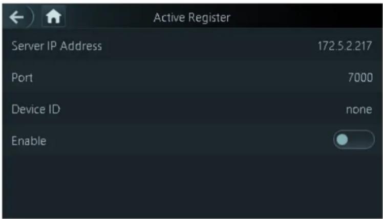 Active Register Server IP Address 172.5.2.217 Port 7000 Device ID none Enable