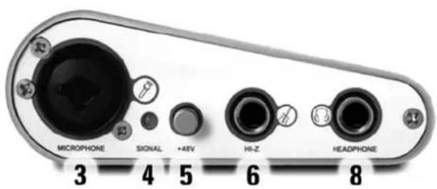 MICROPHONE SIGNAL +48V HI-Z HEADPHONE 3 4 5 6 8