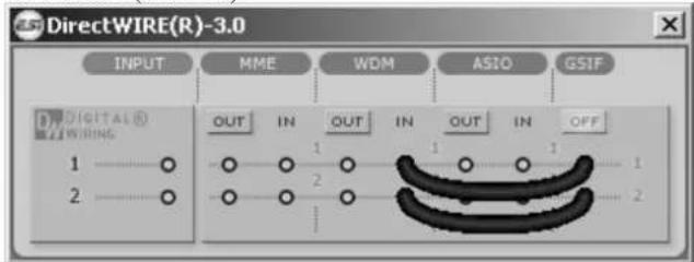 DirectWIRE(R)-3.0 INPUT MME WDM ASIO GSIF DIGITAL® WIRING 1 OUT.IN OUT.IN OUT.IN OFF 2 1 1 1 1 2 2 2 2