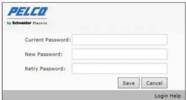 PELCO by Schneider Electric Current Password: New Password: Retry Password: Save Cancel Login Help