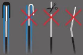 Image showing four different types of medical or surgical tools with red X marks indicating absence or exclusion.