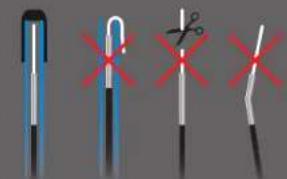 Diagram showing four different tool tips with red X marks indicating absence or prohibition.