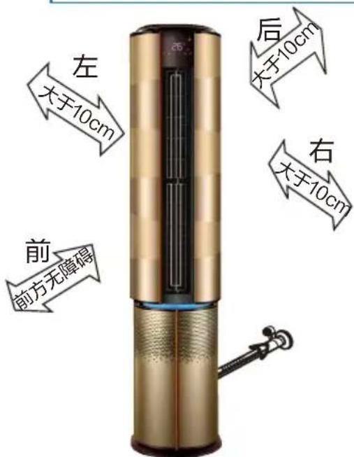 左 大于10cm 前 前方无障碍 后 大于10cm 右 大于10cm