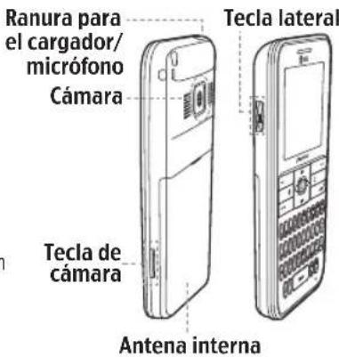 Ranura para el cargador/ micrófono Cámara Tecla lateral Tecla de cámara Antena interna