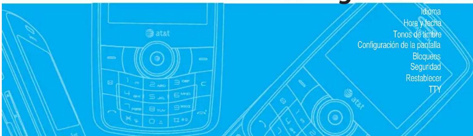 Idioma Hora y fecha Tonos de timbre Configuración de la pantalla Bloqueos Seguridad Restablecer TTY