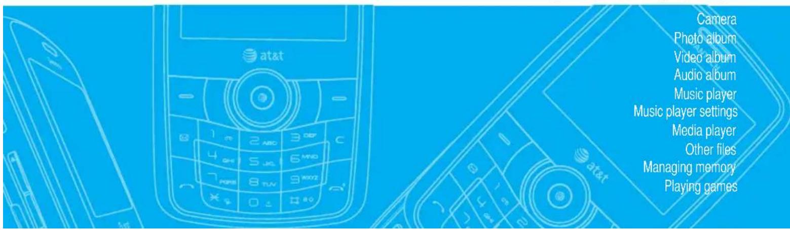 at&t Camera Photo album Video album Audio album Music player Music player settings Media player Other files Managing memory Playing games