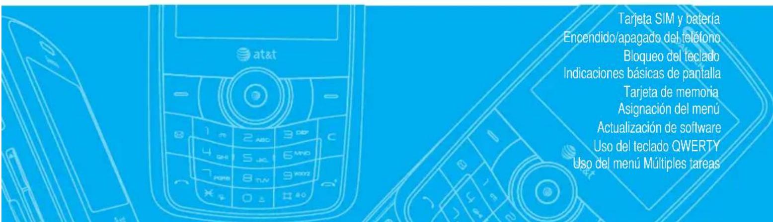 Tarjeta SIM y batería Encendido/apagado del teléfono Bloqueo del teclado Indicaciones básicas de pantalla Tarjeta de memoria Asignación del menú Actualización de software Uso del teclado QWERTY Uso del menú Múltiples tareas