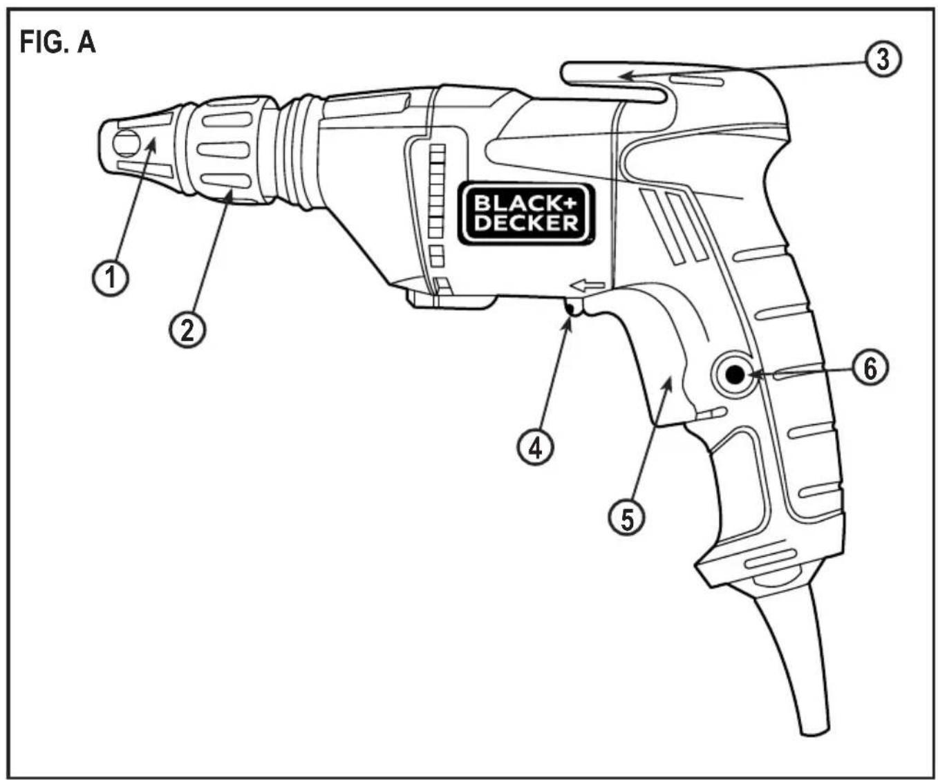 FIG. A BLACK+ DECKER ① ② ③ ④ ⑤ ⑥