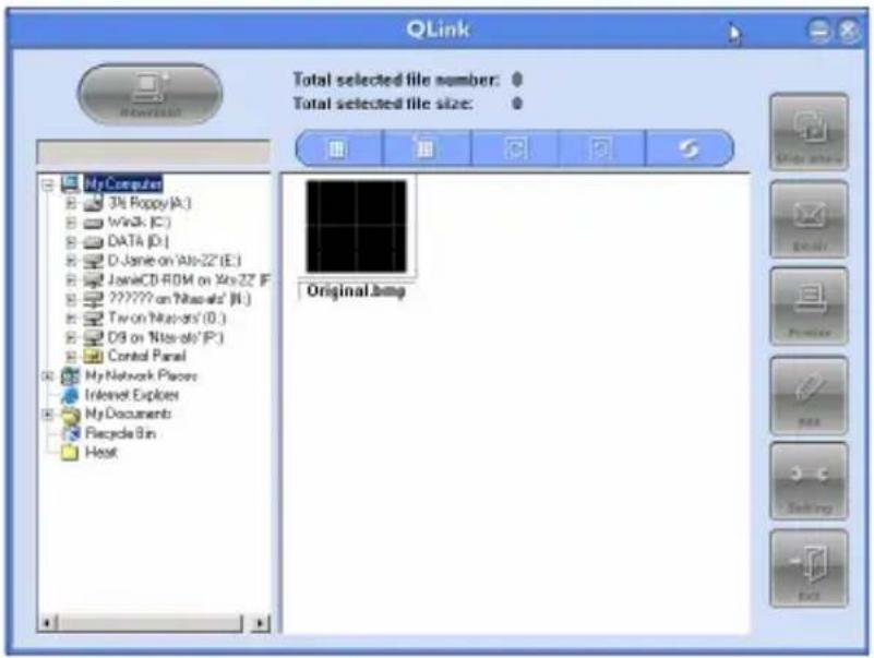 QLink Total selected file number: 0 Total selected file size: 0 My Computer 3% Roppy (A:) Win3k (C:) DATA (D:) D-Jame on 'Alt-22' (E:) JoneCD-ROM on 'Alt-22' (F ?????? on 'Nias-sz' (I:) Tw on 'Nias-sz' (O:) D9 on 'Nias-sz' (P:) Control Panel My Network Places Internet Explorer My Documents Recycle Bin Host Original.bmp