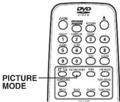 PICTURE MODE DVVD VIDEO ON PROGRAM RANDOM RETURN ANGLE ARRAY 700M 1 2 3 4 AUDIO SLEEP 5 6 7 8 9 0 TEXT CLEAR PICTURE MODE TRIM FM MODE SURROUND TUNE/RAND MUTE RASS SOUND FUNCTION