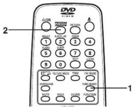 2 PROGRAM RANDOM RETURN 1 ANGLE AER/AV ROOM AUDIO SLEEP 3 4 5 6 7 8 TEST CLEAR 9 0 EST.29 PICTURE MODE TRIM FM MODE SURROUND TUNE/RAND MUTE PASS SOUND FUNCTION 1