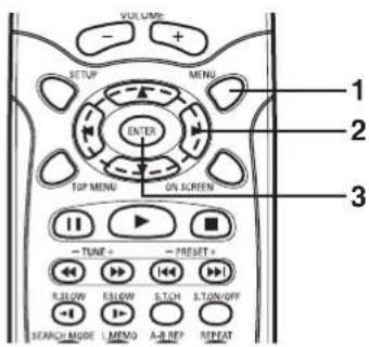 VOLUME SETUP MENU ENTER TOP MENU ON SCREEN TUNE PROSET R.SLOW R.SLOW S.TOH S.TON/OFF SEARCH MODE L.MEMO A-B REP MULTAT