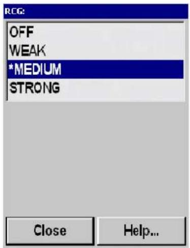 RCG: OFF WEAK *MEDIUM STRONG Close Help...