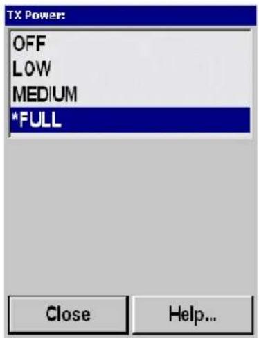 TX Power: OFF LOW MEDIUM *FULL Close Help...