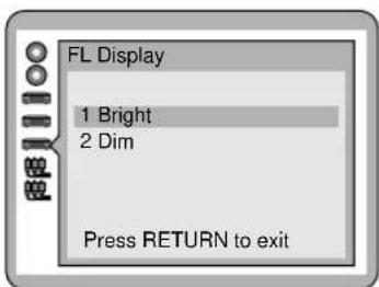 FL Display 1 Bright 2 Dim Press RETURN to exit