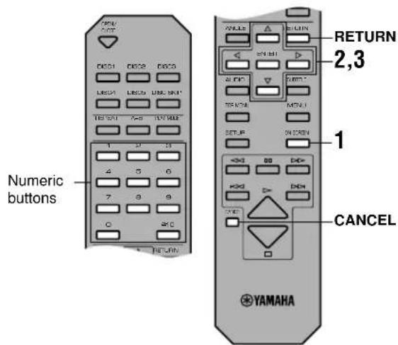 Numeric buttons YAMAHA RETURN 2,3 1 CANCEL