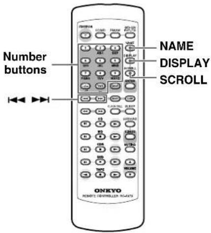 Number buttons NAME DISPLAY SCROLL ONKO REMOTE CONTROLLER NO.475