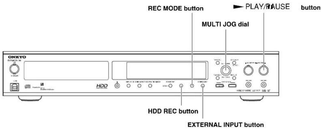 ONKYO REC MODE button PLAY/RAUSE button MULTI JOG dial HDD REC button EXTERNAL INPUT button