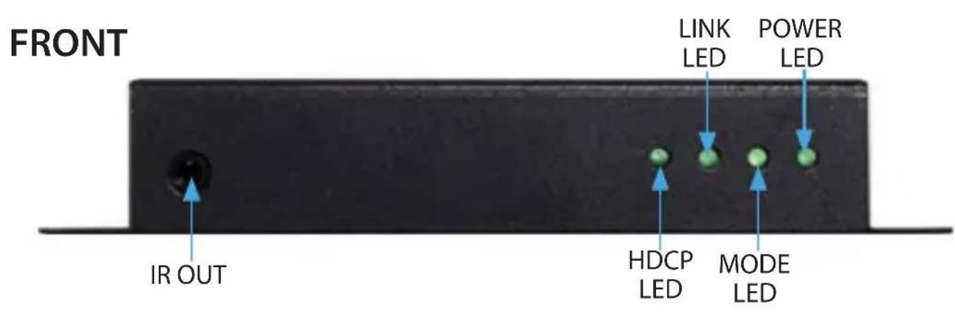FRONT IR OUT LINK LED POWER LED HDCP LED MODE LED