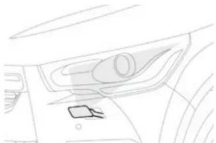 Line drawing of a car interior showing the nose and dashboard (no text or symbols)
