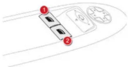 Diagram showing two labeled components (① and ②) with directional arrows and circular icons, likely illustrating a process or layout.