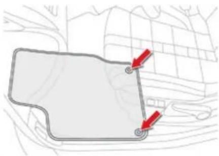Diagram showing a vehicle's rear view with two red arrows indicating direction of movement (no text or symbols present)