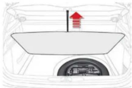 Diagram of a car interior showing a rearview engine and dashboard with a red upward arrow indicating motion (no text or symbols)