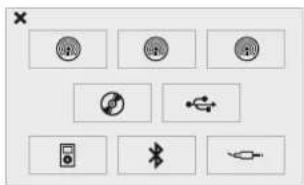 Toolbar with icons and labels for audio, recording, audio, audio recording, playback controls, and wireless signal