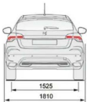 Front view of a car with dimension annotations (1525 and 1810) showing rear side and side profiles (no text or symbols on the car itself)